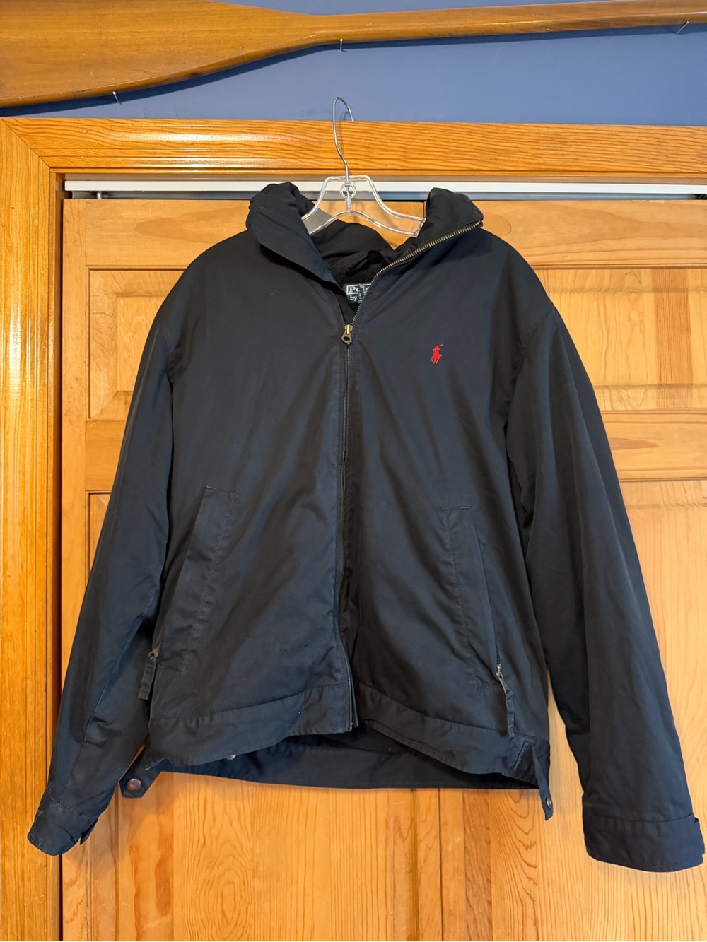 Ralph Lauren Black Lightweight Hooded Jacket with Red Pony